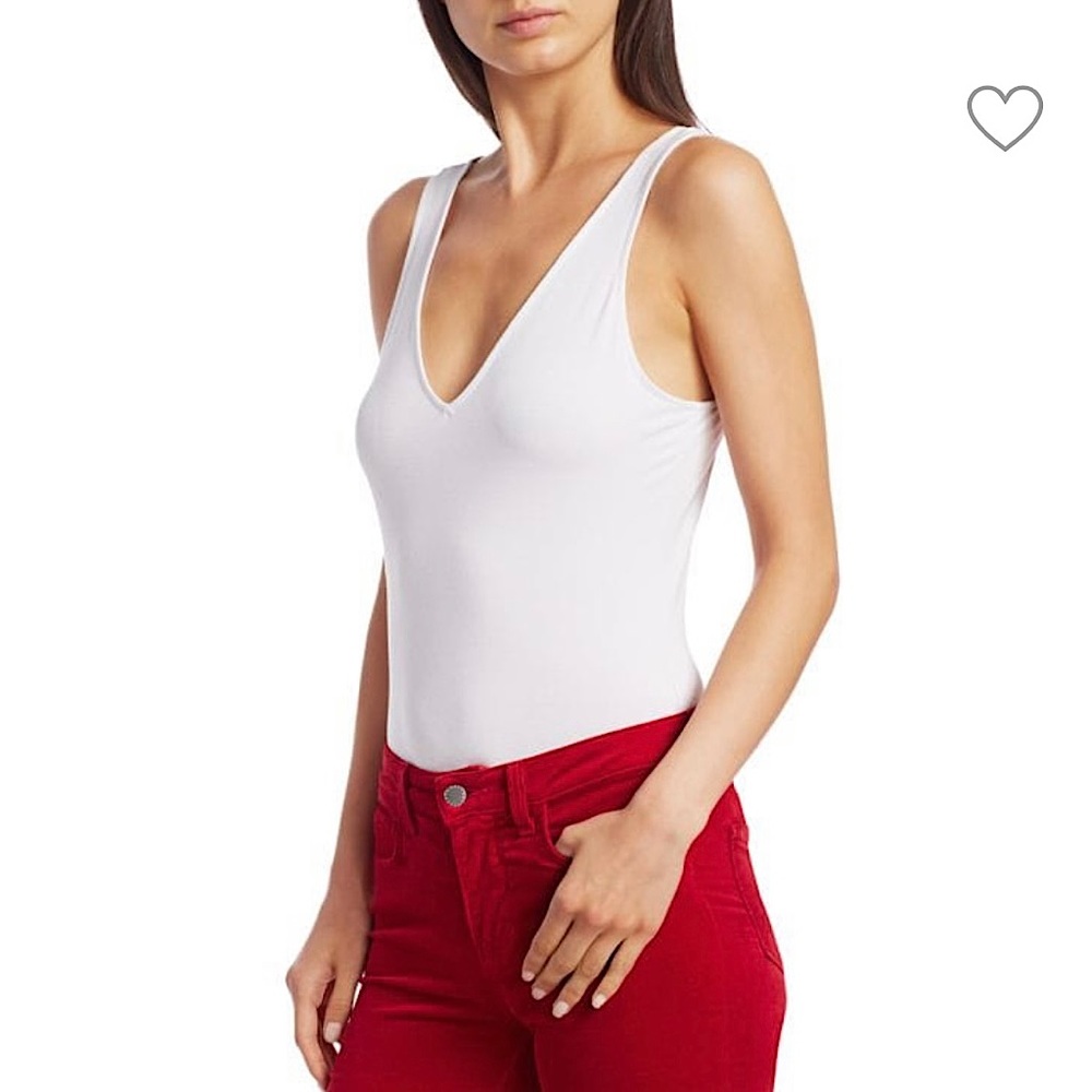 NWT L’AGENCE Winnie Deep V-Neck White Bodysuit